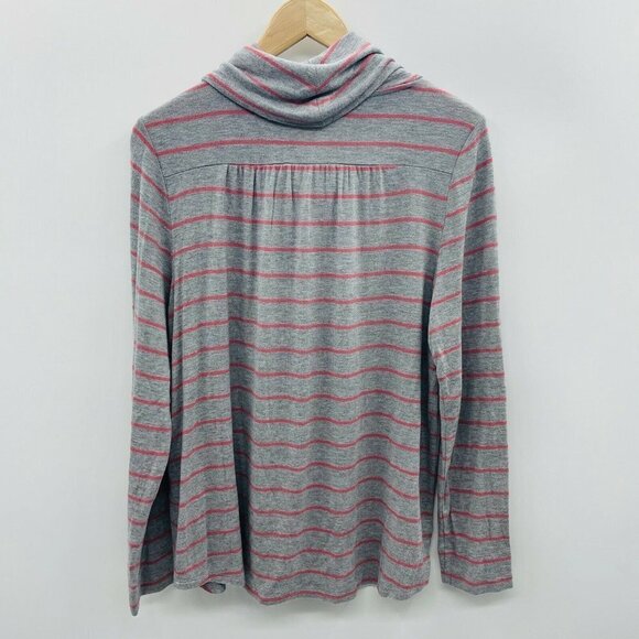 Ann Taylor LOFT Petite Large Striped Turtleneck Pullover Shirt 1250 - Picture 3 of 5